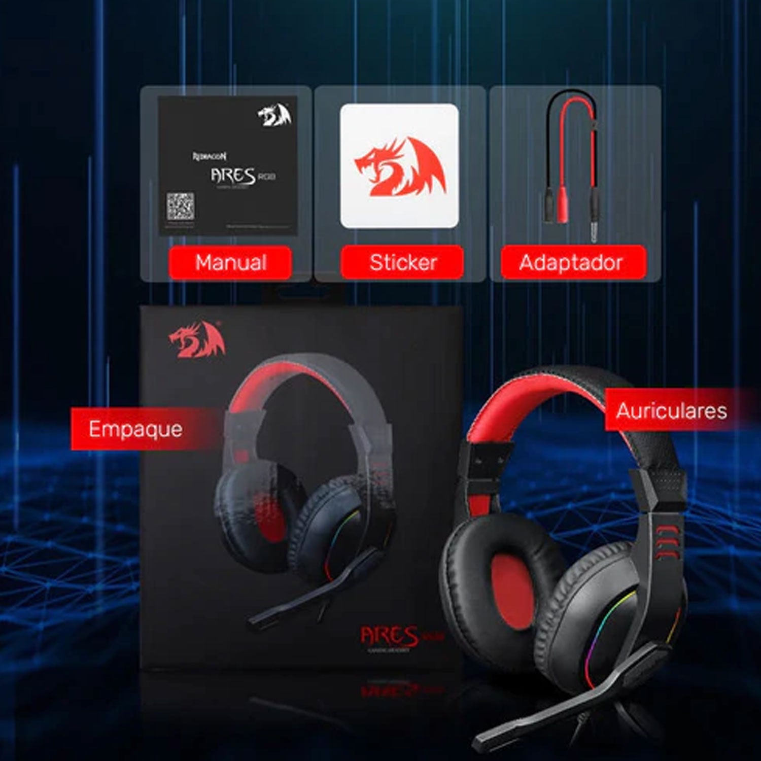 Audifonos Gamer Redragon Ares H120 Rgb Conector 3.5 Negro - Bestmart