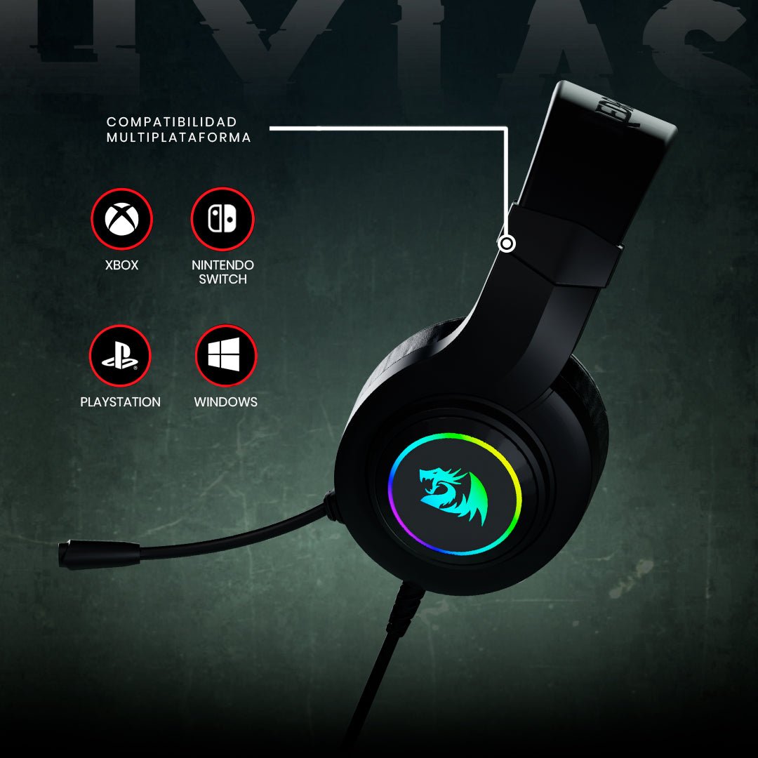 Audífonos Gamer Redragon Hylas H260 RGB USB Sonido Stereo 20 - 20k Hz RGB - Negro - Bestmart