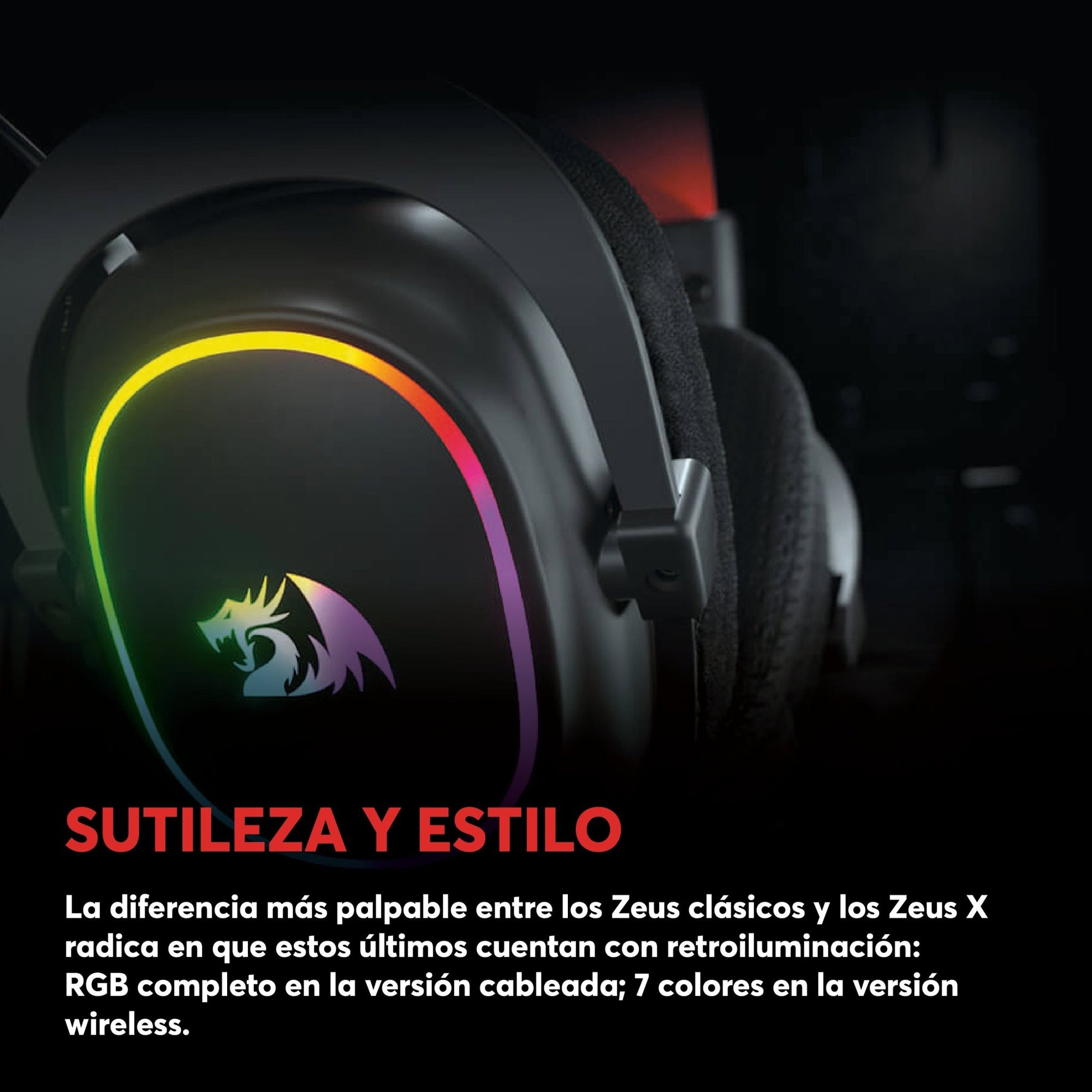 Audífonos Gamer Redragon Zeus X H510 USB Sonido 7.1 Virtual 50 - 20k Hz RGB - Negro - Bestmart