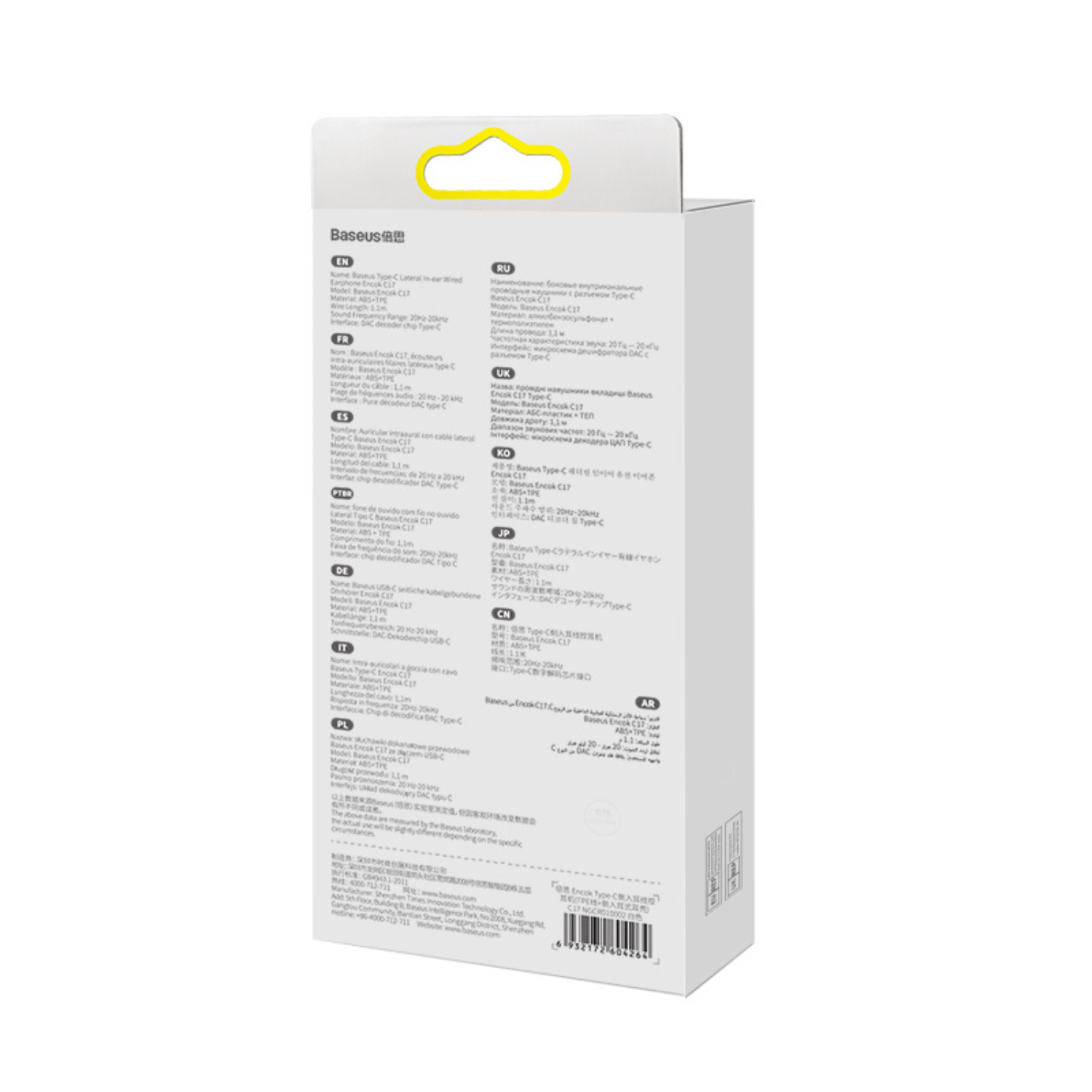 Audífonos In - Ear Baseus Encok C17 - Blanco - Bestmart