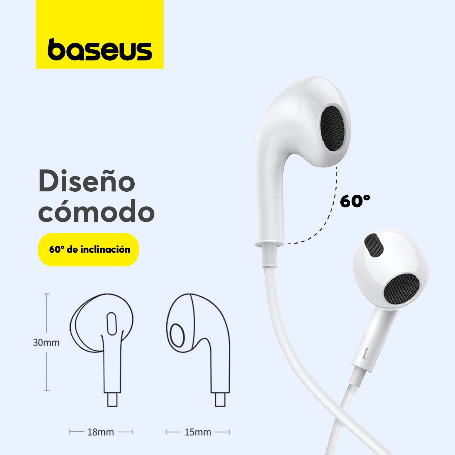 Audífonos In - Ear Baseus Encok C17 - Blanco - Bestmart