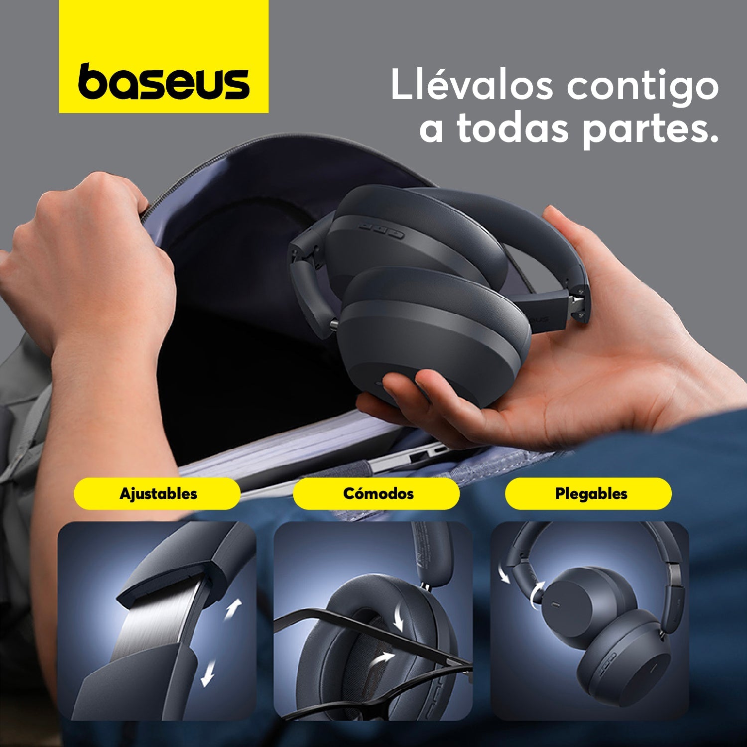 Audífonos Inalámbricos Bluetooth Baseus Bass 35 Max - Gris - Bestmart
