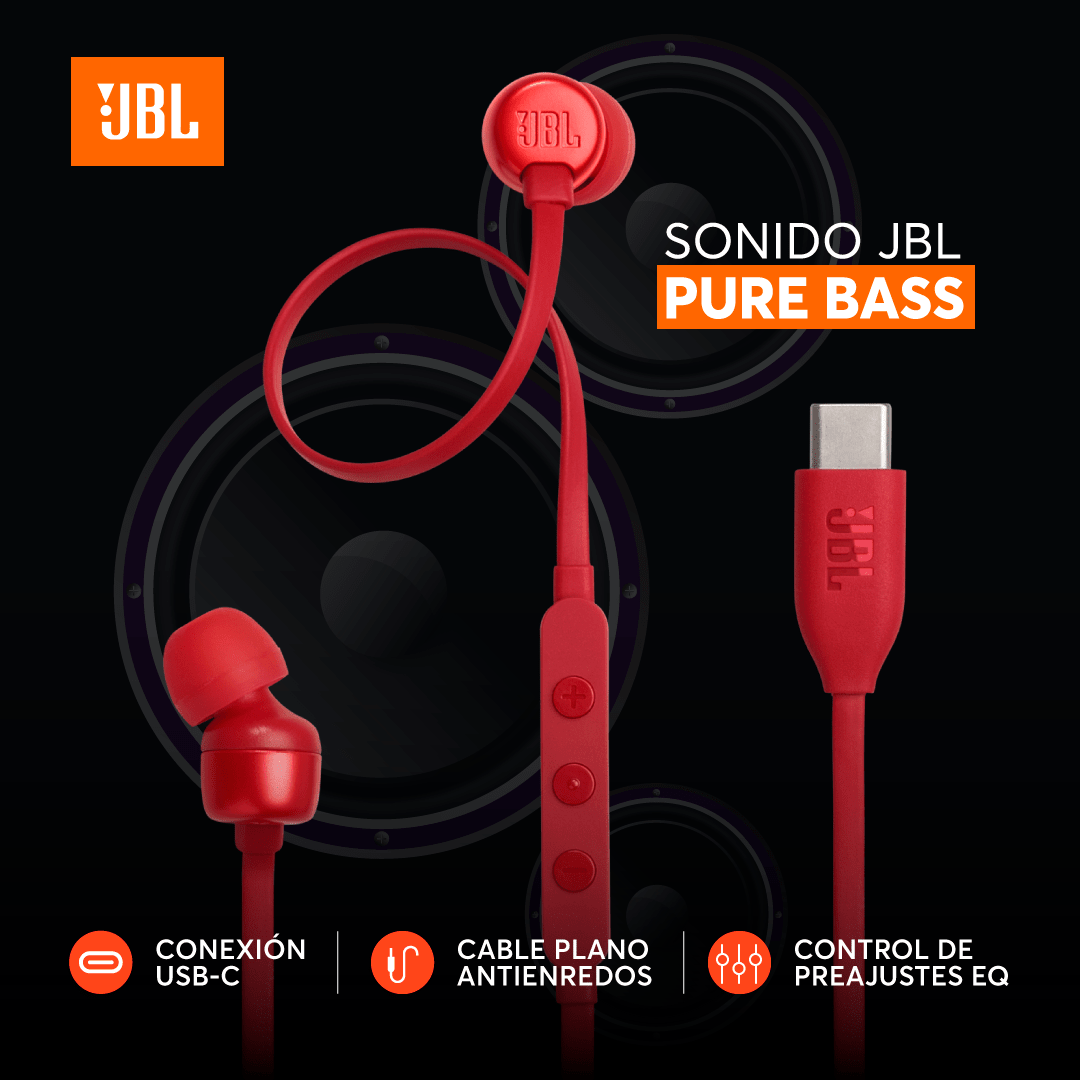 Audífonos JBL TUNE 310C - Rojo - Bestmart