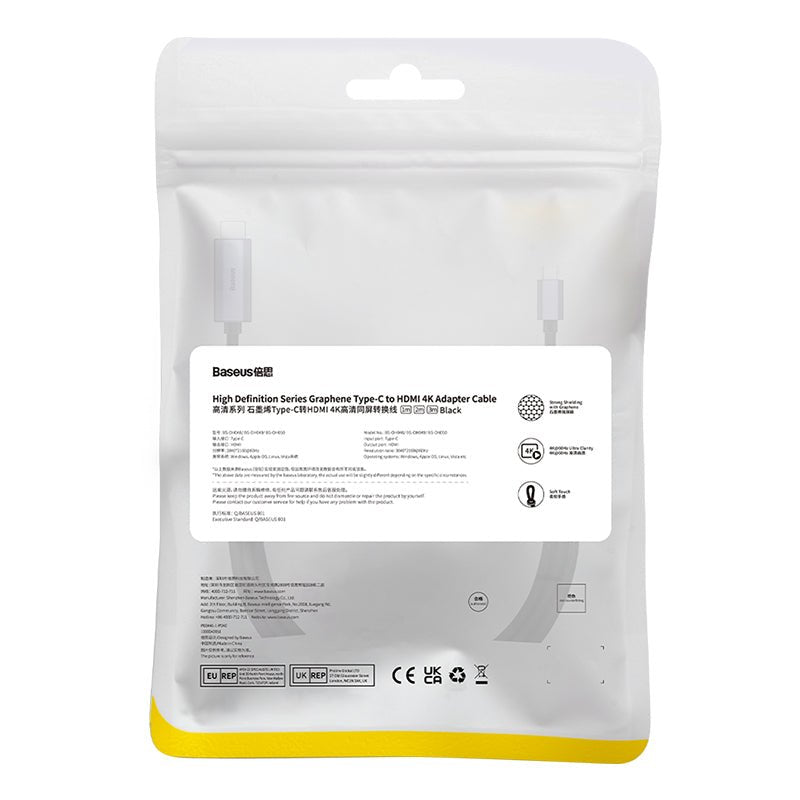 Cable Adaptador Ultra Resistente Baseus 4K 60Hz Entrada Tipo C a HDMI - 2 Metros - Bestmart