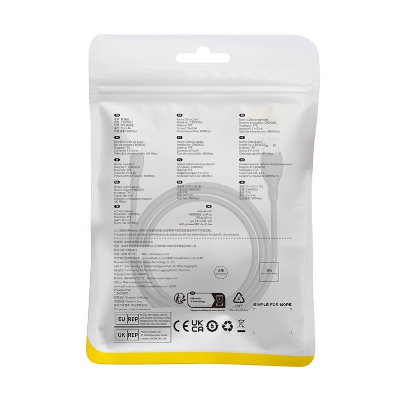 Cable de Carga Baseus USB a Lightning iPhone de 2 Metros - Negro - Bestmart