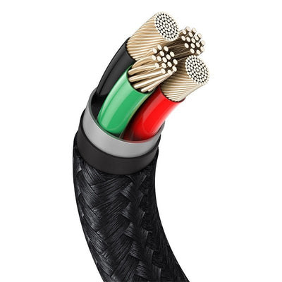 Cable de Carga Metálico Baseus USB a Lightning de 25 cm - Serie Cafule Premium - Negro - Bestmart
