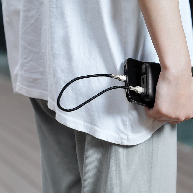 Cable de Carga Metálico Baseus USB a Lightning de 25 cm - Serie Cafule Premium - Negro - Bestmart