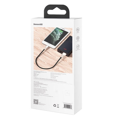 Cable de Carga Metálico Baseus USB a Lightning de 25 cm - Serie Cafule Premium - Negro - Bestmart