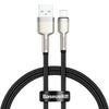 Cable de Carga Metálico Baseus USB a Lightning de 25 cm - Serie Cafule Premium - Negro - Bestmart