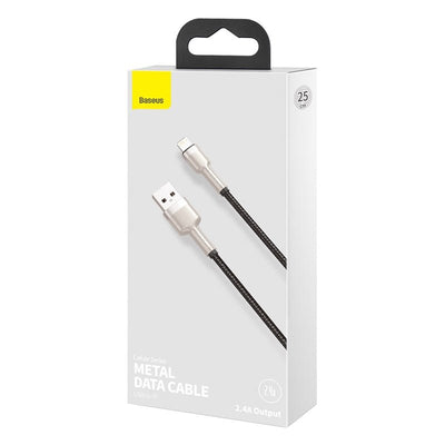 Cable de Carga Metálico Baseus USB a Lightning de 25 cm - Serie Cafule Premium - Negro - Bestmart