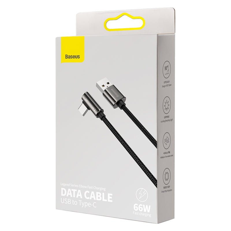 Cable de Carga Rápida Baseus Gamer USB a USB - C de 1 Metro - 66W - Series Legend Ultra Resistente - Negro - Bestmart