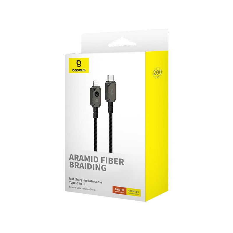 Cable de Carga Rápida Baseus Tipo C a Lightning de 2 metros - 20W - Negro - Bestmart