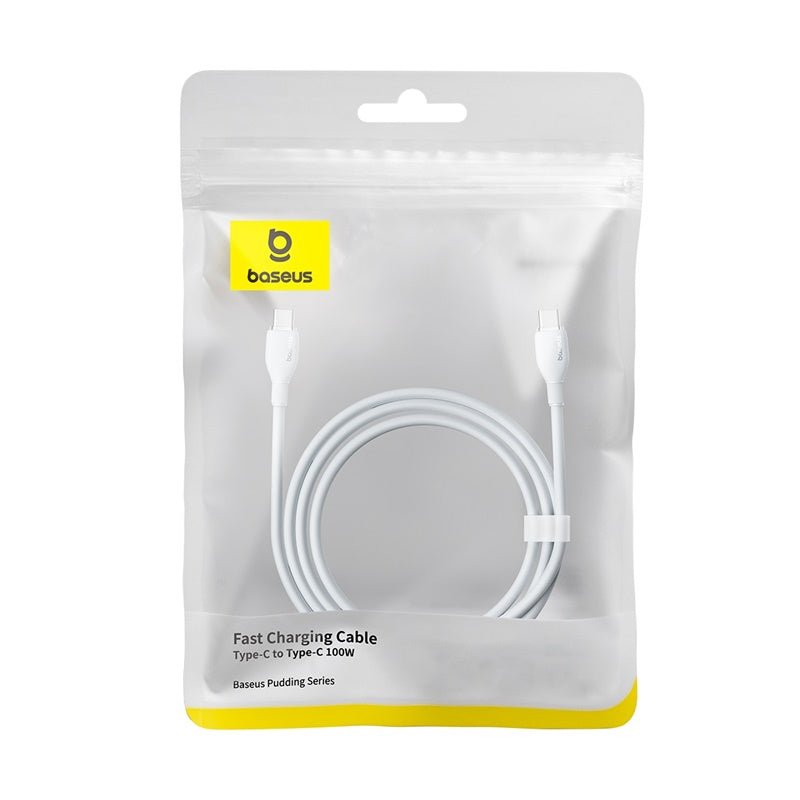 Cable de Carga Rápida Baseus Tipo - C a Tipo - C de 1,2 Metros - 100W - Series Pudding - Blanco - Bestmart