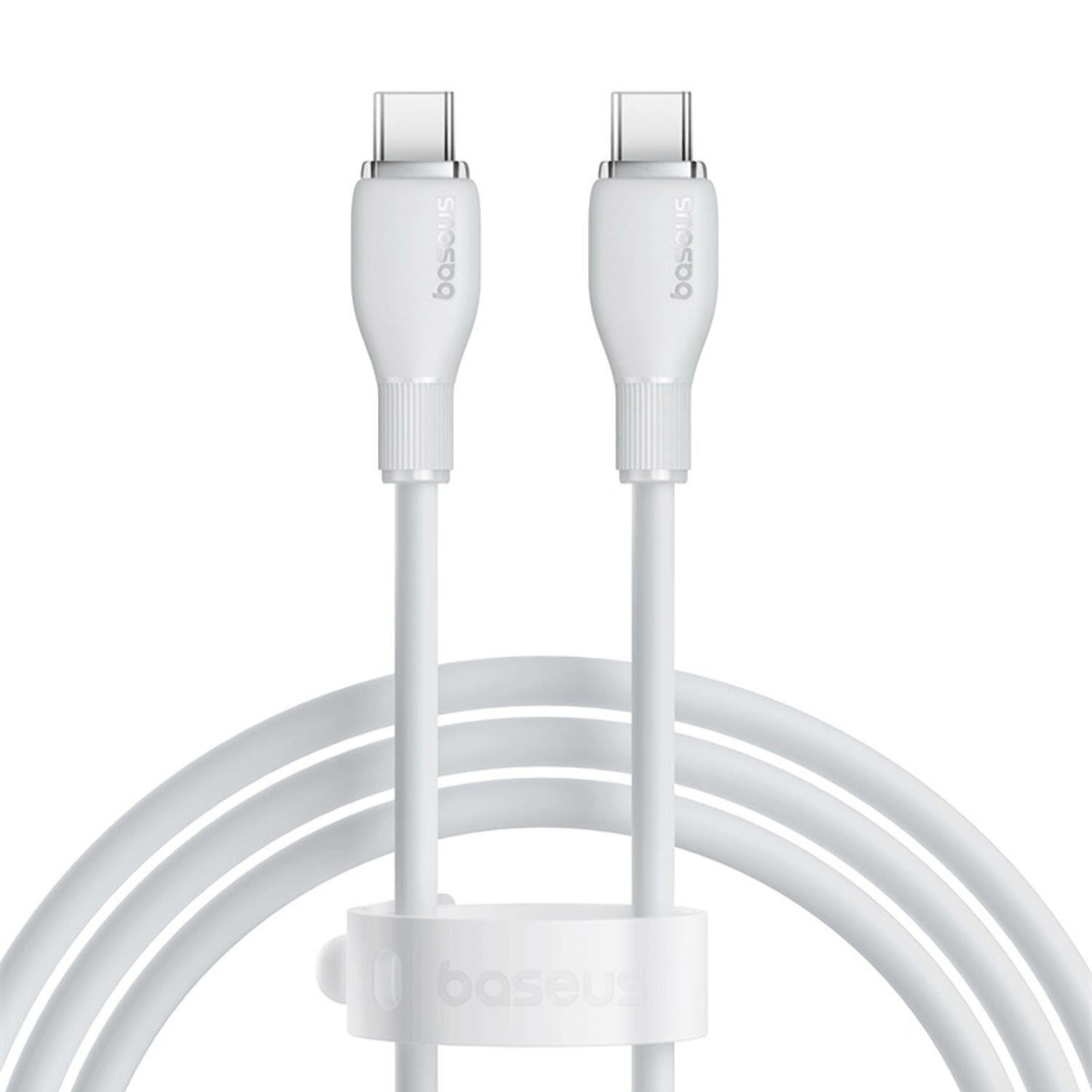 Cable de Carga Rápida Baseus Tipo - C a Tipo - C de 1,2 Metros - 100W - Series Pudding - Blanco - Bestmart