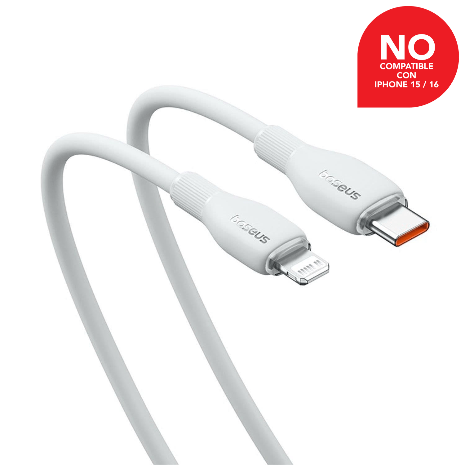 Cable de Carga Rápida Baseus Tipo - C a Tipo - C de 1,2 Metros - 100W - Series Pudding - Blanco - Bestmart