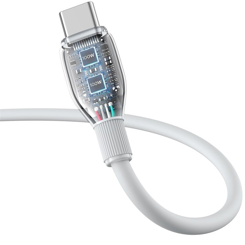 Cable de Carga Rápida Baseus Tipo - C a Tipo - C de 2 Metros - 100W - Series Pudding - Blanco - Bestmart