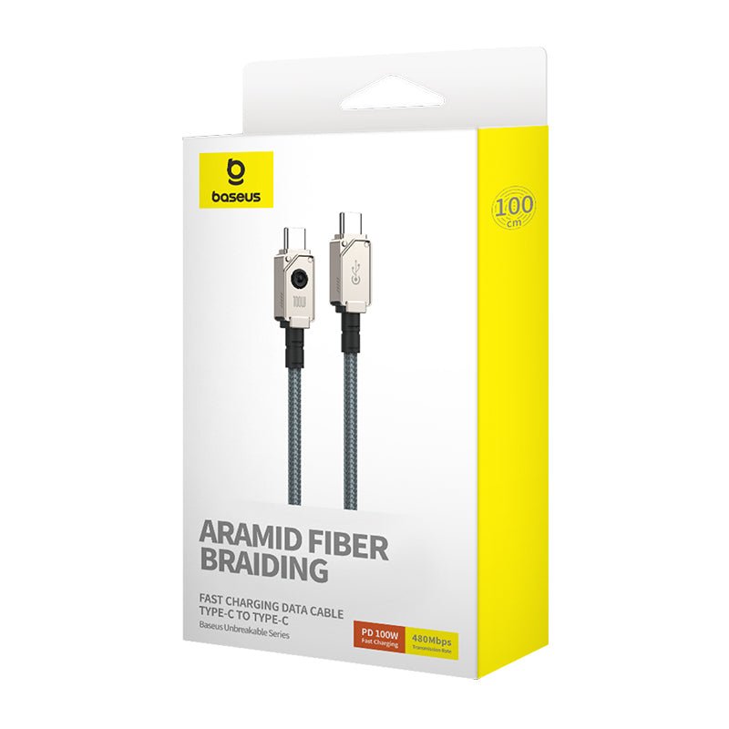 Cable de carga rápida Baseus Unbreakable Tipo C a Tipo C de 1 metro - 100W - Blanco - Bestmart