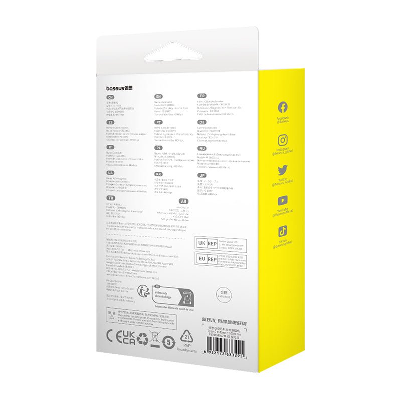 Cable de carga rápida Baseus Unbreakable Tipo C a Tipo C de 2 metros - 100W - Blanco - Bestmart