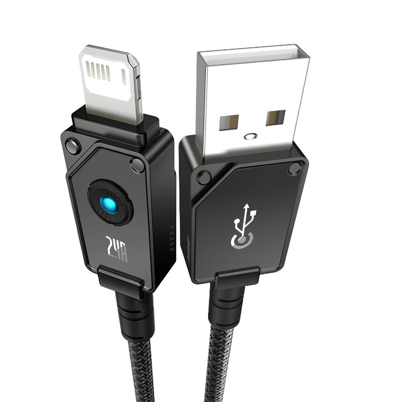 Cable de carga rápida Baseus Unbreakable USB a Lightning de 2 metros - 2.4A - Negro - Bestmart