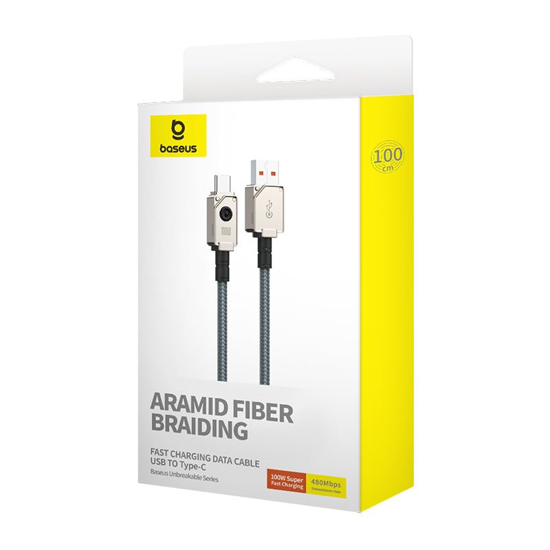 Cable de carga rápida Baseus Unbreakable USB a Tipo C de 1 metro - 100W - Blanco - Bestmart