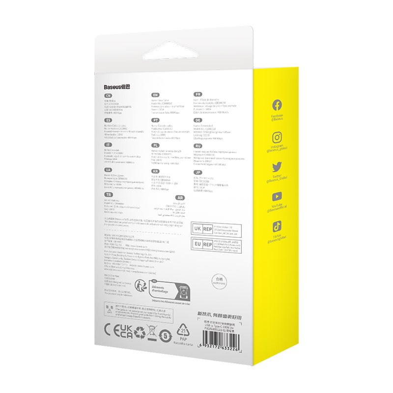 Cable de carga rápida Baseus Unbreakable USB a Tipo C de 2 metros - 100W - Negro - Bestmart