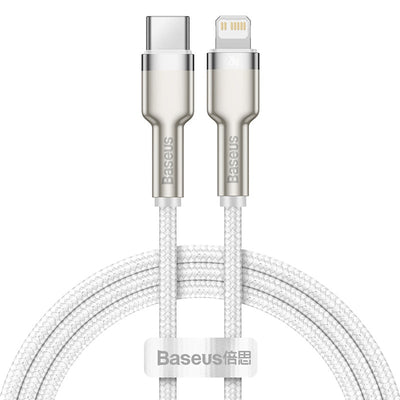 Cable de Carga Rápida Metálico Baseus Tipo - C a Lightning de 1 Metro - 20W - Serie Cafule Premium - Blanco - Bestmart