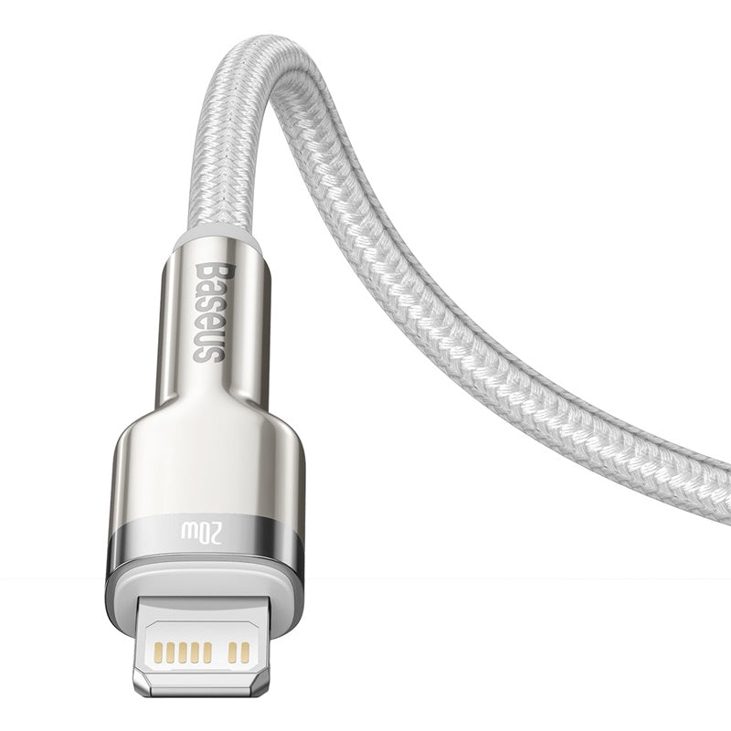 Cable de Carga Rápida Metálico Baseus Tipo - C a Lightning de 1 Metro - 20W - Serie Cafule Premium - Blanco - Bestmart