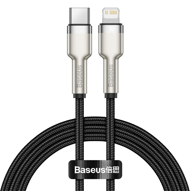 Cable de Carga Rápida Metálico Baseus Tipo - C a Lightning de 1 Metro - 20W - Serie Cafule Premium - Negro - Bestmart