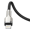 Cable de Carga Rápida Metálico Baseus Tipo - C a Lightning de 1 Metro - 20W - Serie Cafule Premium - Negro - Bestmart