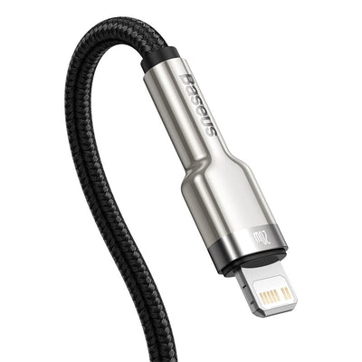 Cable de Carga Rápida Metálico Baseus Tipo - C a Lightning de 1 Metro - 20W - Serie Cafule Premium - Negro - Bestmart