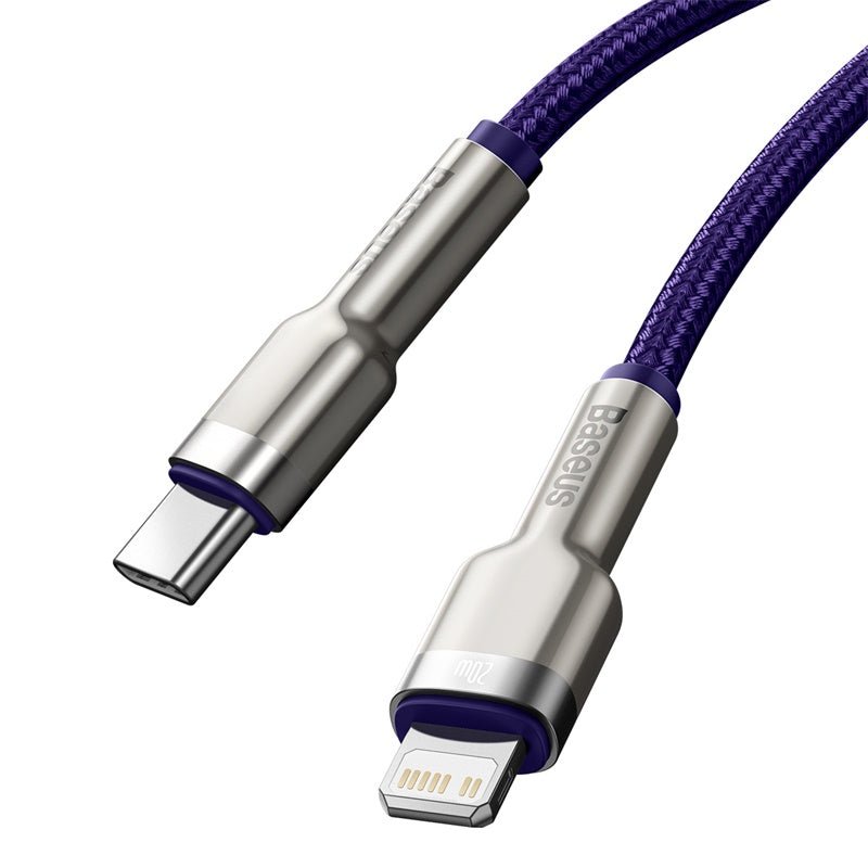 Cable de Carga Rápida Metálico Baseus Tipo - C a Lightning de 1 Metro - 20W - Serie Cafule Premium - Púrpura - Bestmart