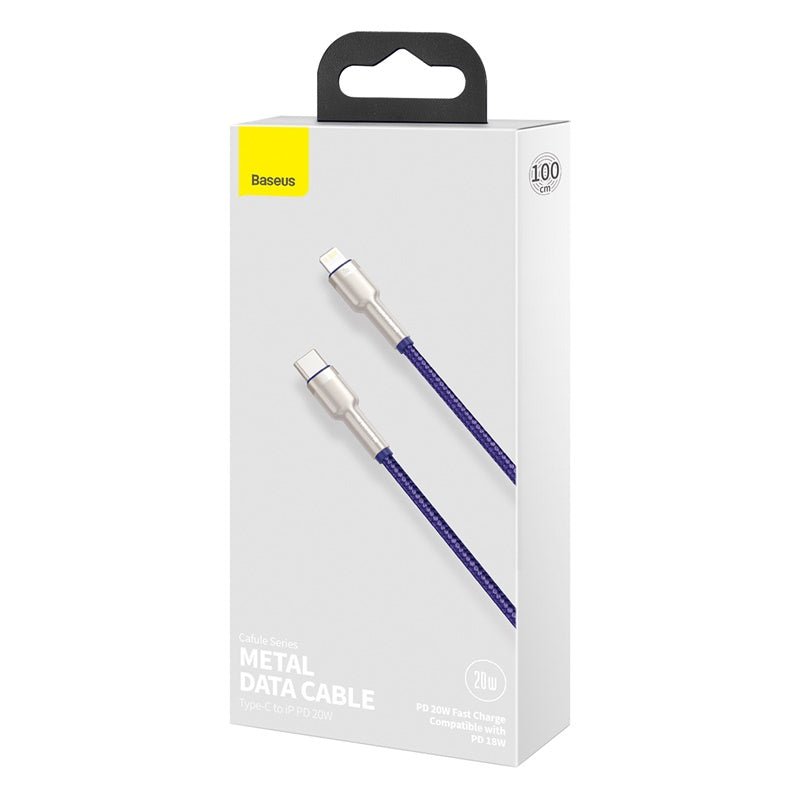 Cable de Carga Rápida Metálico Baseus Tipo - C a Lightning de 1 Metro - 20W - Serie Cafule Premium - Púrpura - Bestmart