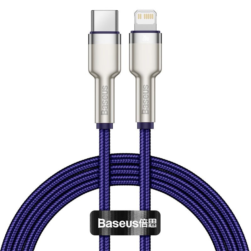 Cable de Carga Rápida Metálico Baseus Tipo - C a Lightning de 1 Metro - 20W - Serie Cafule Premium - Púrpura - Bestmart