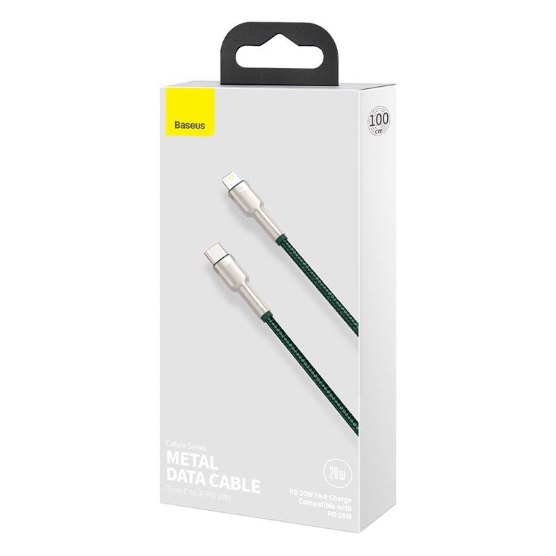 Cable de Carga Rápida Metálico Baseus Tipo - C a Lightning de 1 Metro - 20W - Serie Cafule Premium - Verde - Bestmart