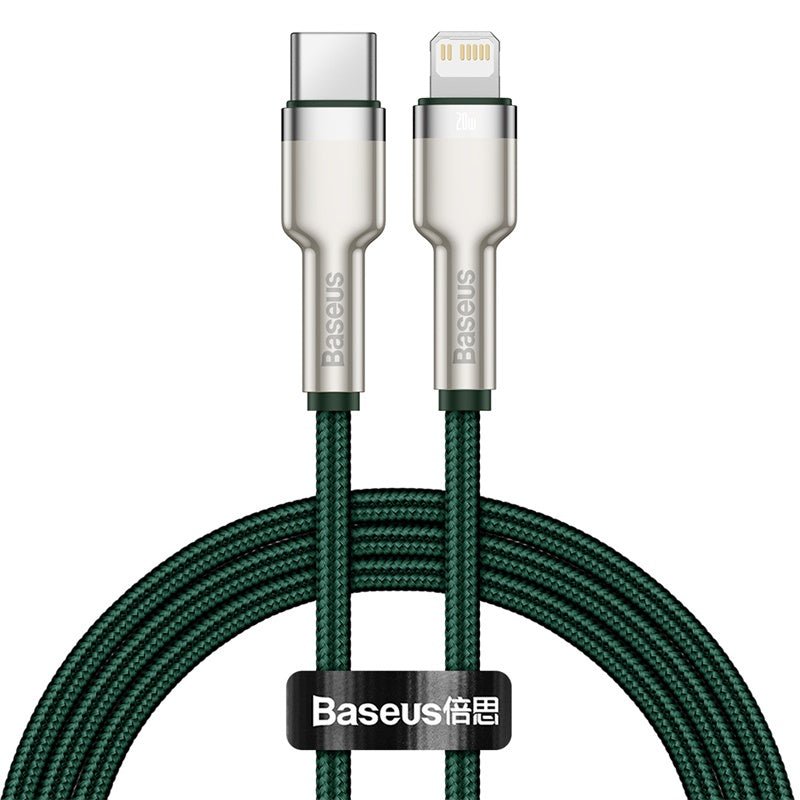 Cable de Carga Rápida Metálico Baseus Tipo - C a Lightning de 1 Metro - 20W - Serie Cafule Premium - Verde - Bestmart