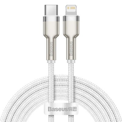 Cable de Carga Rápida Metálico Baseus Tipo - C a Lightning de 2 Metros - 20W - Serie Cafule Premium - Blanco - Bestmart
