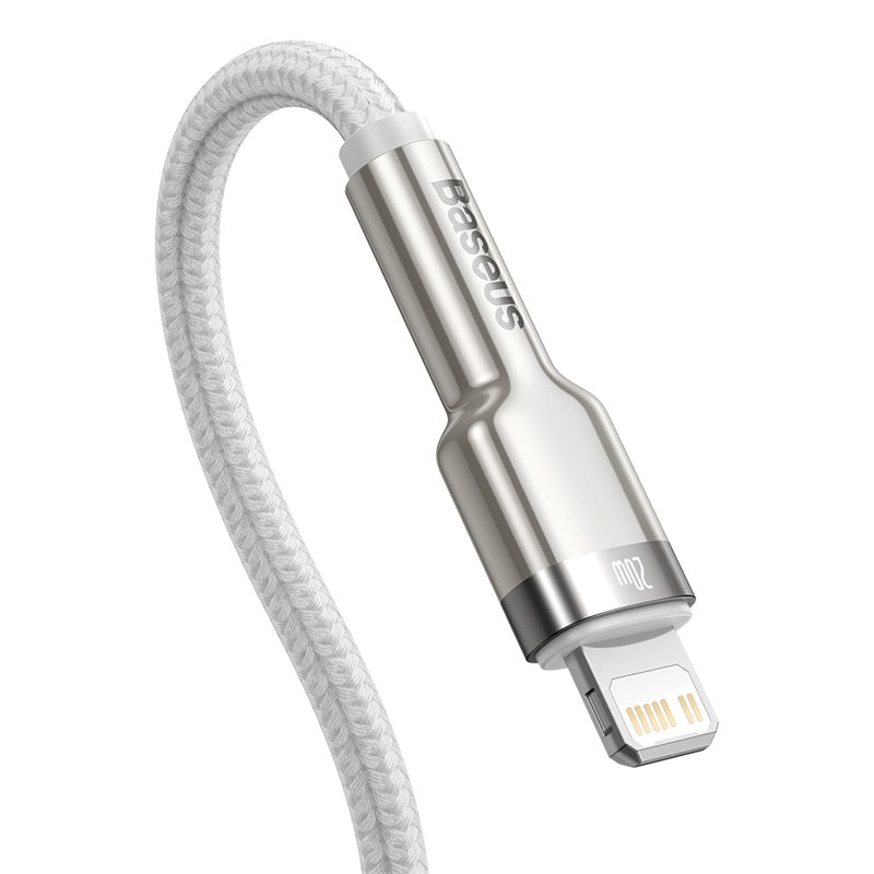 Cable de Carga Rápida Metálico Baseus Tipo - C a Lightning de 2 Metros - 20W - Serie Cafule Premium - Blanco - Bestmart