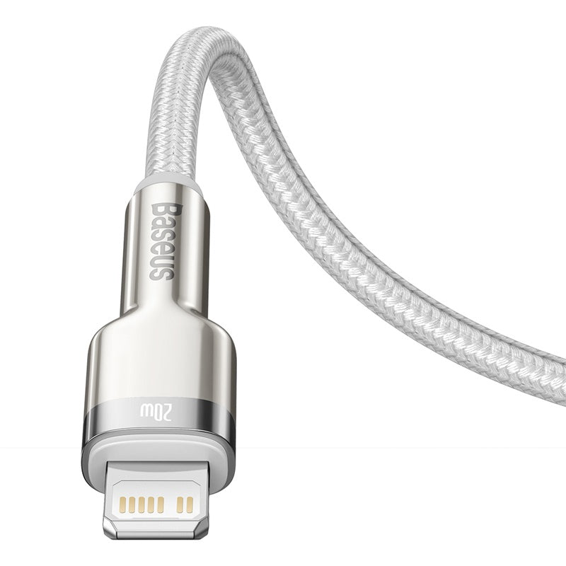 Cable de Carga Rápida Metálico Baseus Tipo - C a Lightning de 2 Metros - 20W - Serie Cafule Premium - Blanco - Bestmart