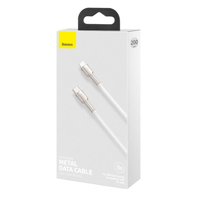 Cable de Carga Rápida Metálico Baseus Tipo - C a Lightning de 2 Metros - 20W - Serie Cafule Premium - Blanco - Bestmart