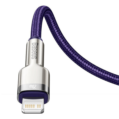 Cable de Carga Rápida Metálico Baseus Tipo - C a Lightning de 2 Metros - 20W - Serie Cafule Premium - Púrpura - Bestmart