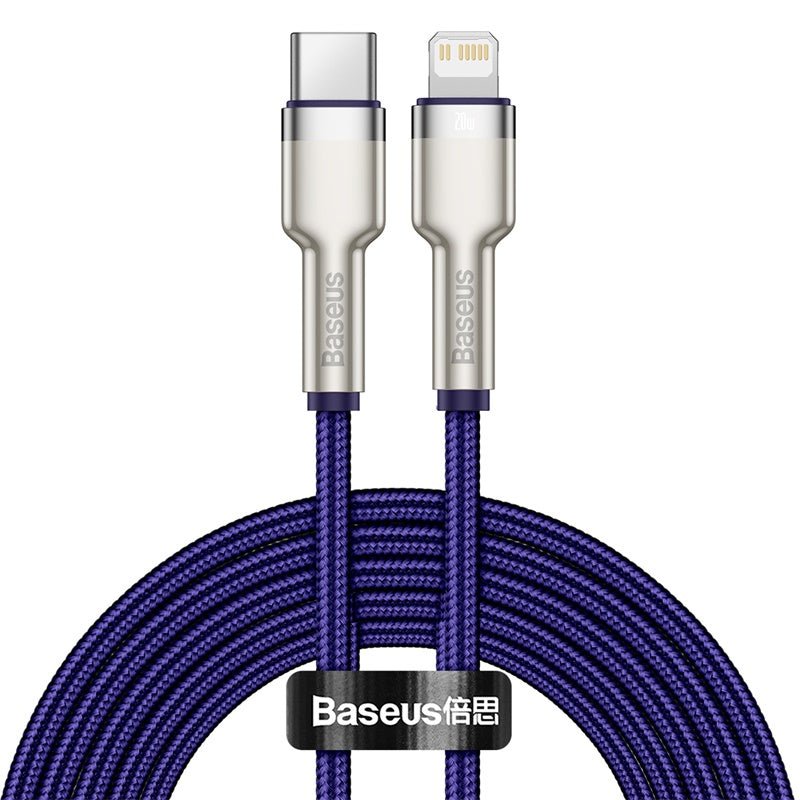 Cable de Carga Rápida Metálico Baseus Tipo - C a Lightning de 2 Metros - 20W - Serie Cafule Premium - Púrpura - Bestmart
