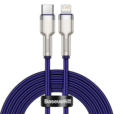 Cable de Carga Rápida Metálico Baseus Tipo - C a Lightning de 2 Metros - 20W - Serie Cafule Premium - Púrpura - Bestmart