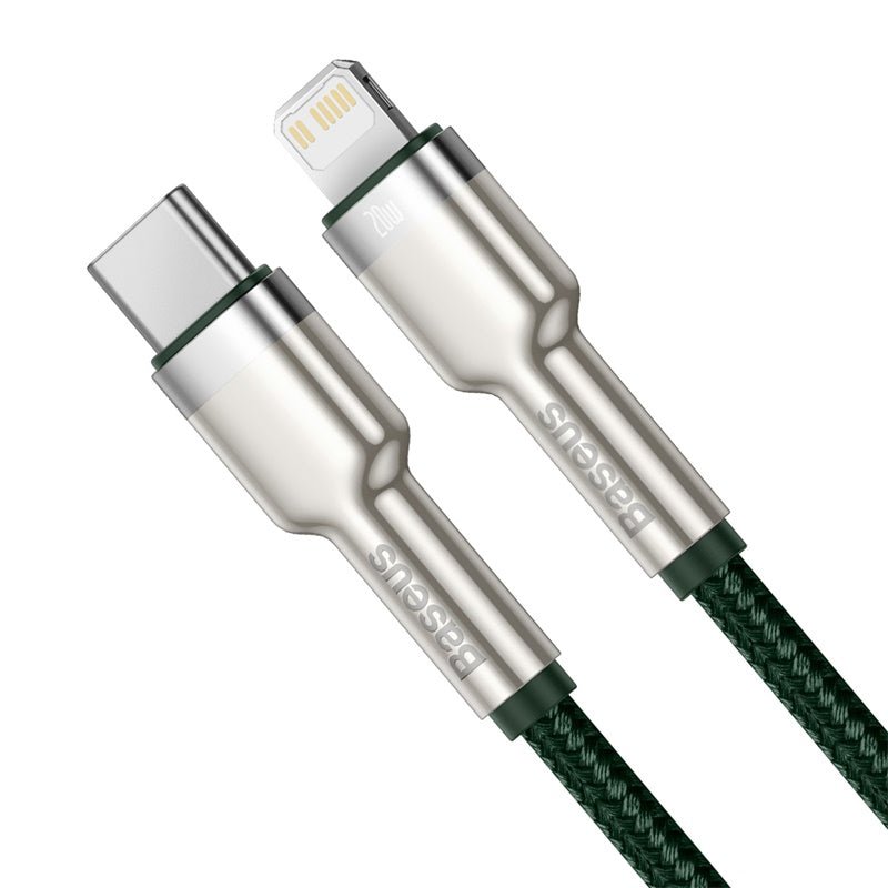 Cable de Carga Rápida Metálico Baseus Tipo - C a Lightning de 2 Metros - 20W - Serie Cafule Premium - Verde - Bestmart