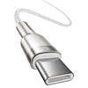 Cable de Carga Rápida Metálico Baseus Tipo - C a Tipo - C de 1 Metro - 100W - Serie Cafule Premium - Blanco - Bestmart