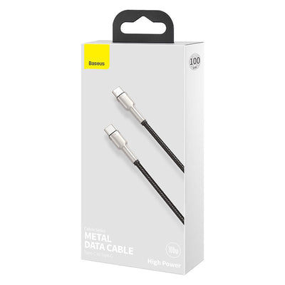 Cable de Carga Rápida Metálico Baseus Tipo - C a Tipo - C de 1 Metro - 100W - Serie Cafule Premium - Negro - Bestmart