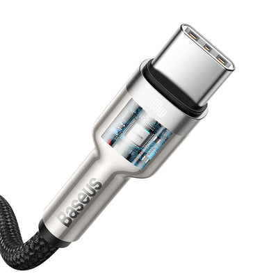 Cable de Carga Rápida Metálico Baseus Tipo - C a Tipo - C de 1 Metro - 100W - Serie Cafule Premium - Negro - Bestmart