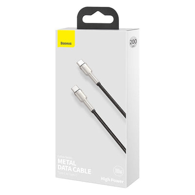 Cable de Carga Rápida Metálico Baseus Tipo - C a Tipo - C de 2 Metros - 100W - Serie Cafule Premium - Negro - Bestmart