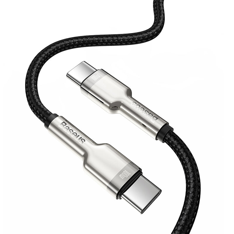 Cable de Carga Rápida Metálico Baseus Tipo - C a Tipo - C de 2 Metros - 100W - Serie Cafule Premium - Negro - Bestmart
