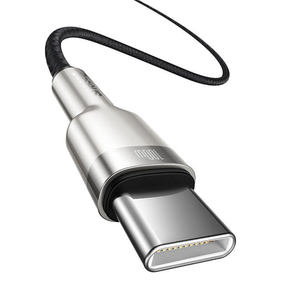 Cable de Carga Rápida Metálico Baseus Tipo - C a Tipo - C de 2 Metros - 100W - Serie Cafule Premium - Negro - Bestmart