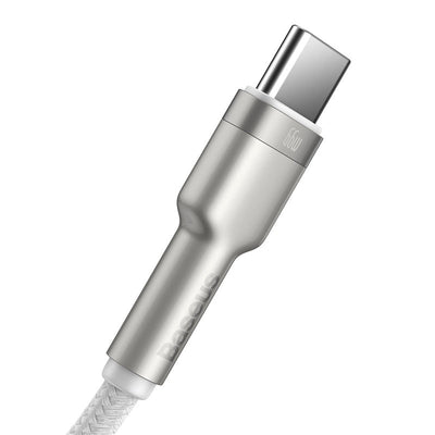 Cable de Carga Rápida Metálico Baseus USB a Tipo - C de 1 Metro - 66W - Serie Cafule Premium - Blanco - Bestmart